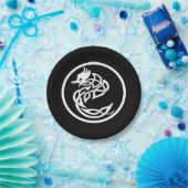 Witte draak tattoo stijl papieren bordje (Feest)