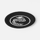 Witte draak tattoo stijl papieren bordje (Gekanteld)