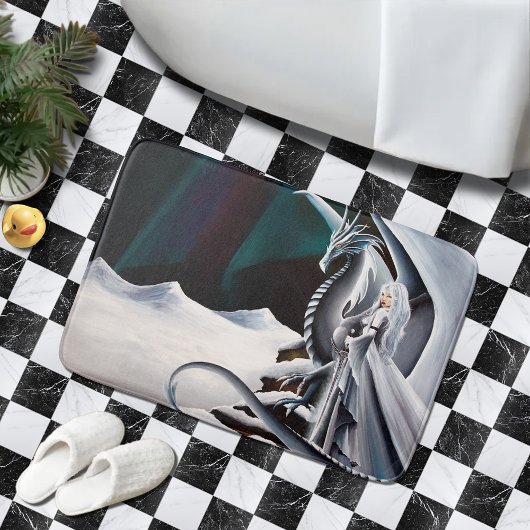 Witte Draak Vrouw Fantasie Auroras Badmat