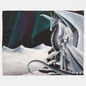 Witte Draak Vrouw Fantasie Auroras Fleece Deken (Voorkant (Horizontaal))