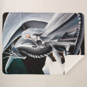 Witte Draak Vrouw Fantasie Auroras Sherpa Deken (Voorkant (horizontaal))