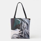 Witte Draak Vrouw Fantasie Auroras Tote Bag (Achterkant)