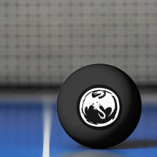 Witte draak zwarte 1 ster pongbal pingpongbal