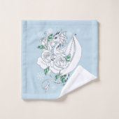 Witte Dragon Rozen Sneeuwvlokken Blauw Bad Handdoek (Wasdoekje)