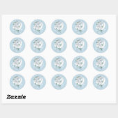 Witte Dragon Rozen Sneeuwvlokken Blauw Ronde Sticker (Vel)