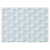 Witte Dragon Rozen Sneeuwvlokken Blauw Tafelkleed (Voorkant (Horizontaal))