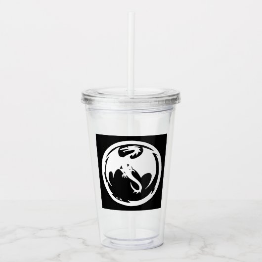 Witte dragon witte heldere acryltumbler acryl drinkbeker (Voorkant)