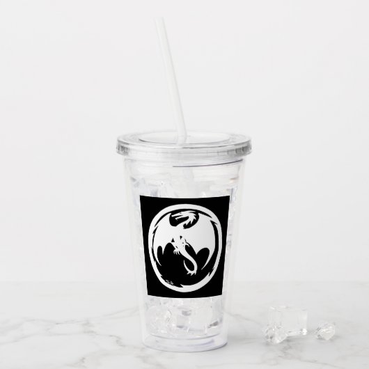 Witte dragon witte heldere acryltumbler acryl drinkbeker (Voorkant ijs)