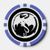 Witte Dragon zwart blauw 10 gestreepte poker chip (Voorkant)
