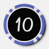 Witte Dragon zwart blauw 10 gestreepte poker chip (Achterkant)