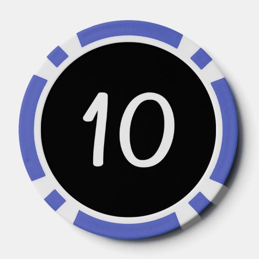Witte Dragon zwart blauw 10 gestreepte poker chip (Achterkant)