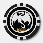 Witte Dragon zwart blk goud 10K gestreepte poker c Chips (Voorkant)
