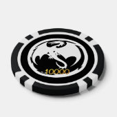 Witte Dragon zwart blk goud 10K gestreepte poker c Chips (Enkel)