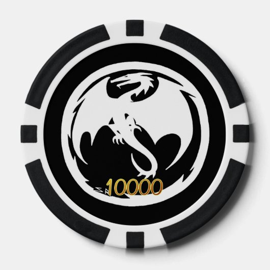 Witte Dragon zwart blk goud 10K gestreepte poker c Poker Chips (Voorkant)
