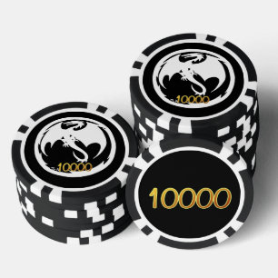 Witte Dragon zwart blk goud 10K gestreepte poker c Poker Chips