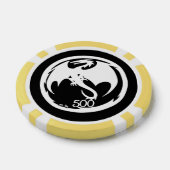 Witte Dragon zwart geel 500 gestreepte poker chip (Enkel)