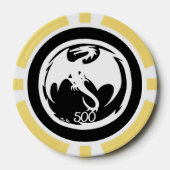 Witte Dragon zwart geel 500 gestreepte poker chip (Voorkant)