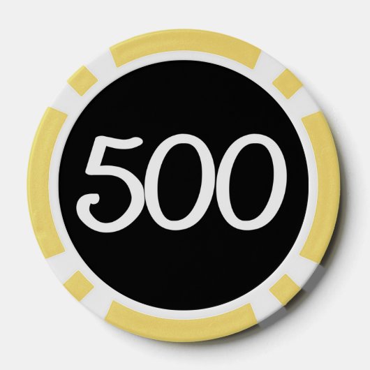 Witte Dragon zwart geel 500 gestreepte poker chip (Achterkant)
