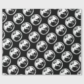 Witte Dragon zwart glanzend inpakpapier medium (Vlak)