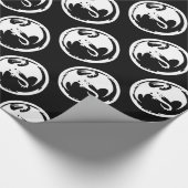 Witte Dragon zwart glanzend inpakpapier medium (Hoek)