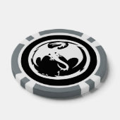 Witte Dragon zwart grijs 1 gestreepte poker chip (Enkel)