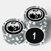 Witte Dragon zwart grijs 1 gestreepte poker chip (Opstapeling)