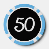 Witte Dragon zwart lt blauw 50 gestreepte poker ch Poker Chips (Achterkant)