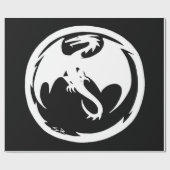 Witte Dragon zwart mat inpakpapier groot (Vlak)