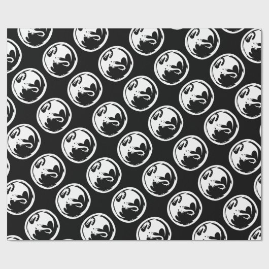 Witte Dragon zwart mat wikkelpapier medium Cadeaupapier (Vlak)