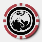 Witte Dragon zwart rood 5 gestreepte poker chip (Voorkant)