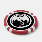Witte Dragon zwart rood 5 gestreepte poker chip (Enkel)