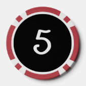 Witte Dragon zwart rood 5 gestreepte poker chip (Achterkant)