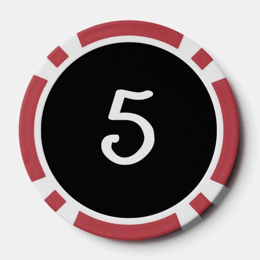 Witte Dragon zwart rood 5 gestreepte poker chip (Achterkant)