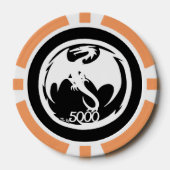 Witte Dragon zwart sinaasappel 5000 gestreepte pok Poker Chips (Voorkant)