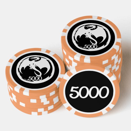 Witte Dragon zwart sinaasappel 5000 gestreepte pok Poker Chips (Opstapeling)