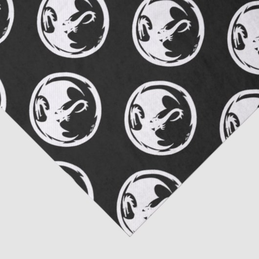 Witte Dragon zwart tissuepapier medium (Detail)