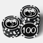 Witte Dragon zwarte 100 gestreepte pokerchip (Opstapeling)