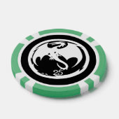 Witte Dragon zwarte groene 25 gestreepte pokerchip (Enkel)