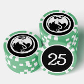 Witte Dragon zwarte groene 25 gestreepte pokerchip (Opstapeling)