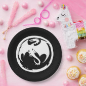 Witte Dragon zwarte grote papieren borden Papieren Bordje (Feest)