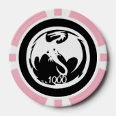 Witte Dragon zwarte roze 1000 gestreepte pokerchip (Voorkant)