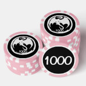 Witte Dragon zwarte roze 1000 gestreepte pokerchip (Opstapeling)