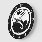 Witte Dragon zwarte wandklok w nummers (Hoek)