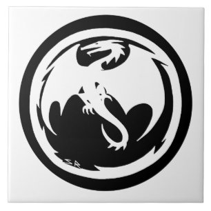 Witte drakengrote tegel tegeltje