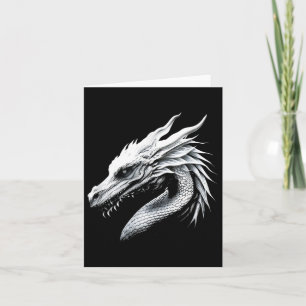 Witte Drakenkop Mythische Draak Ademt Vuur F Kaart