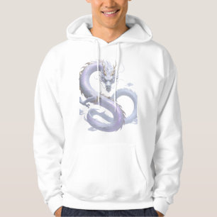 Witte Drakenkunst Mythische Fantasie Esthetiek Hoodie
