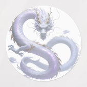 Witte Drakenkunst | Mythische Fantasie Esthetiek | Labels (Design 1)