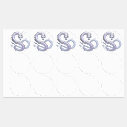 Witte Drakenkunst | Mythische Fantasie Esthetiek | Labels (Vel)