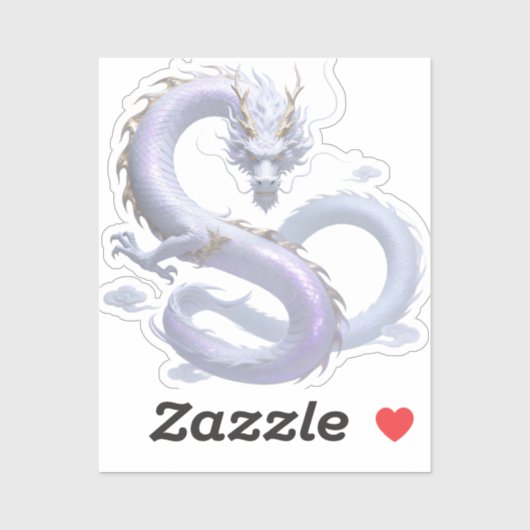 Witte Drakenkunst | Mythische Fantasie Esthetiek | Sticker (Vel)