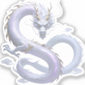 Witte Drakenkunst | Mythische Fantasie Esthetiek | Sticker (Voorkant)